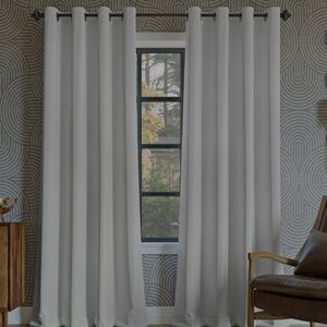 52"x120" Sun Zero 100% Blackout Oslo Theater Grade Grommet Curtain Panel Pearl
